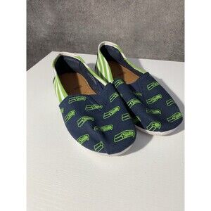 Seattle Seahawks Womens Stripe Canvas Slip On Shoes FOCO NFL Size Small 5-6